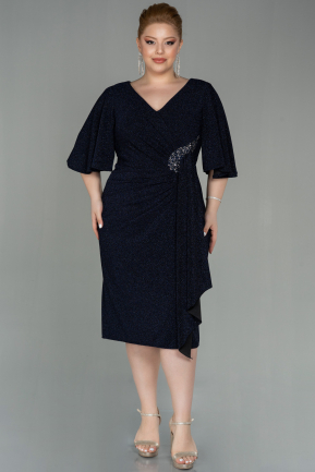 Миди Вечернее Платье Большого Размера Темно-синий ABK1625
