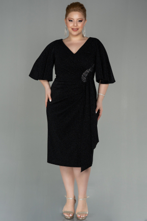 Миди Вечернее Платье Большого Размера Черный ABK1625