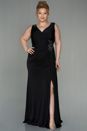 Длинное Платье Большого Размера Черный ABU2927