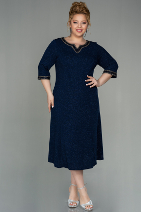 Миди Вечернее Платье Большого Размера Темно-синий ABK1595