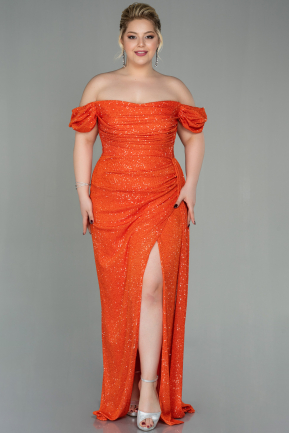 Длинное Вечернее Платье С Чешуйками Оранжевый ABU2973