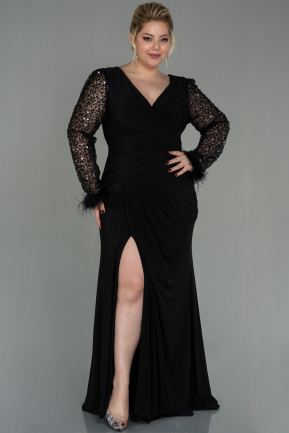 Длинное Свободное Вечернее Платье Черный ABU2976