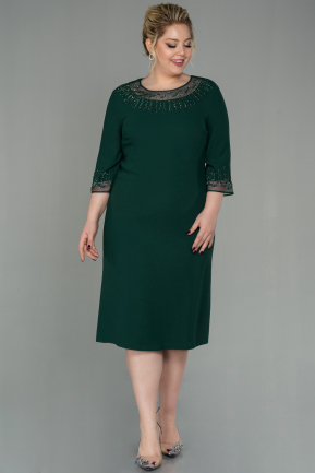 Миди Вечернее Платье Большого Размера Изумрудно-зеленый ABK1622