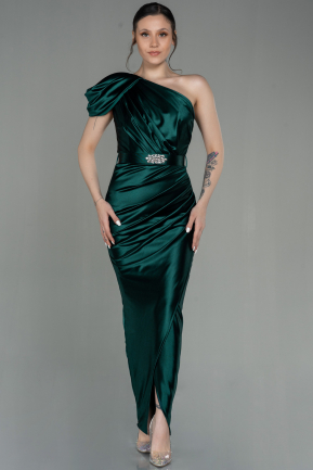 Длинное Вечернее Платье Изумрудно-зеленый ABU2982