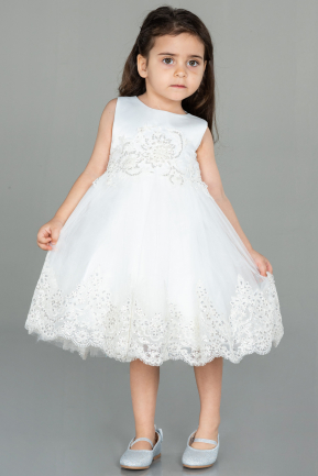 Длинное Девичье Платье Белый ABU3037