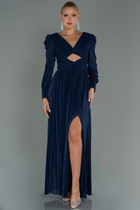 Длинное Вечернее Платье Темно-синий ABU3103