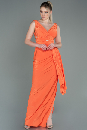 Длинное Выпускное Платье Оранжевый ABU3098
