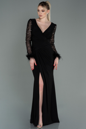Длинное Вечернее Платье Черный ABU3008