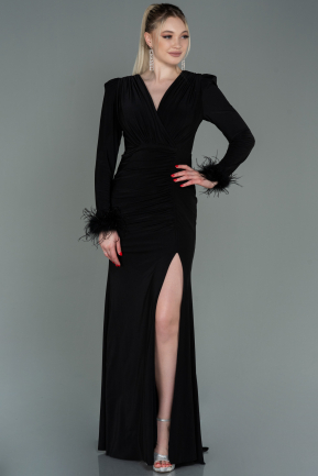 Длинное Вечернее Платье Черный ABU2804