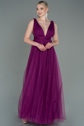 Длинное Выпускное Платье Фиолетовый ABU3135