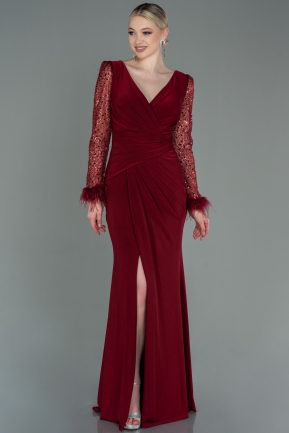 Длинное Вечернее Платье Бордовый ABU3008