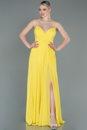 Длинное Выпускное Платье Лимонный ABU1305