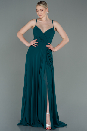 Длинное Выпускное Платье Изумрудно-зеленый ABU1305