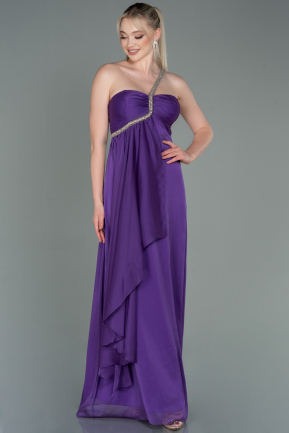 Длинное Шифоновое Вечернее Платье Пурпурный ABU3179