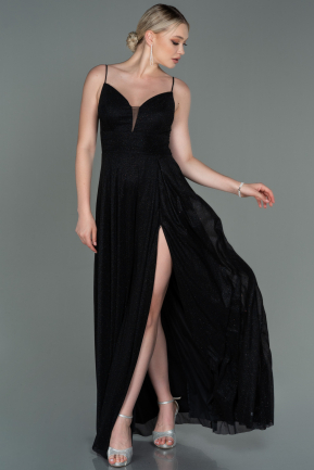 Длинное Выпускное Платье Черный ABU3195