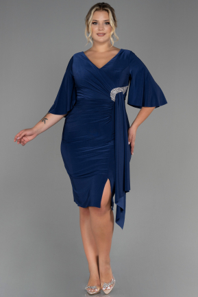 Миди Вечернее Платье Большого Размера Темно-синий ABK1801
