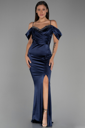 Длинное Вечернее Платье Русалка Темно-синий ABU3241