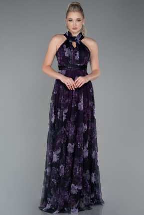 Длинное Пригласительное Платье Пурпурный ABU674