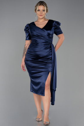 Миди Вечернее Платье Большого Размера Темно-синий ABK1812