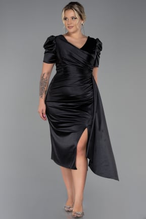 Миди Вечернее Платье Большого Размера Черный ABK1812