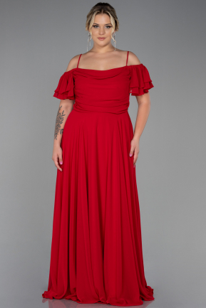 Длинное Шифоновое Вечернее Платье красный ABU3259