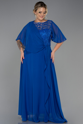 Длинное Шифоновое Вечернее Платье Ярко-синий ABU3257
