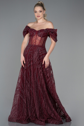 Длинное Вечернее Платье Бордовый ABU3261