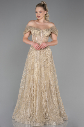 Длинное Вечернее Платье Золотой ABU3261