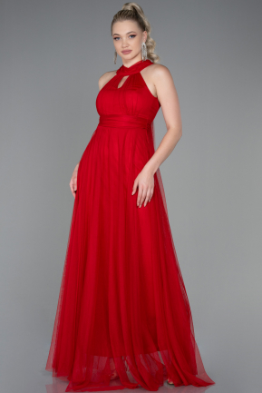 Длинное Выпускное Платье красный ABU3252