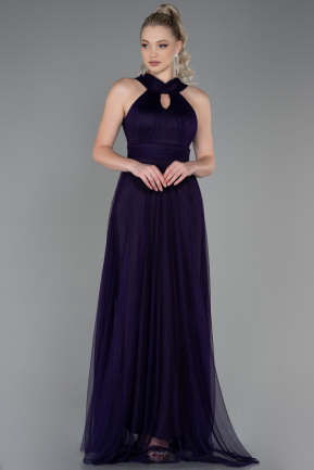Длинное Выпускное Платье Тёмно-пурпурный ABU3252