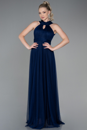 Длинное Выпускное Платье Темно-синий ABU3252