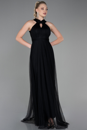 Длинное Выпускное Платье Черный ABU3252