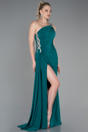 Длинное Вечернее Платье Изумрудно-зеленый ABU2964