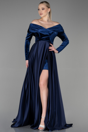 Длинное Вечернее Платье Темно-синий ABU2083
