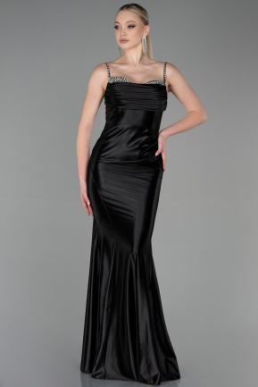 Длинное Вечернее Платье Черный ABU3334