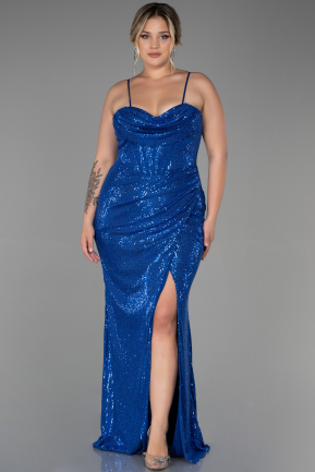 Длинное Вечернее Платье С Чешуйками Ярко-синий ABU3322