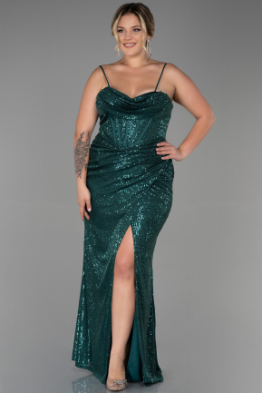 Длинное Вечернее Платье С Чешуйками Изумрудно-зеленый ABU3322