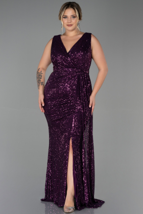 Длинное Вечернее Платье С Чешуйками Тёмно-пурпурный ABU3194