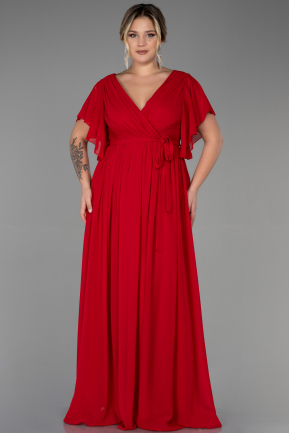 Длинное Шифоновое Вечернее Платье красный ABU3276
