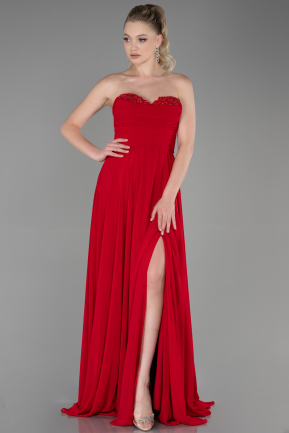 Длинное Шифоновое Вечернее Платье красный ABU3343