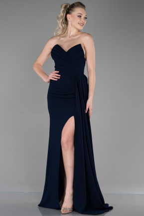 Длинное Выпускное Платье Темно-синий ABU3344
