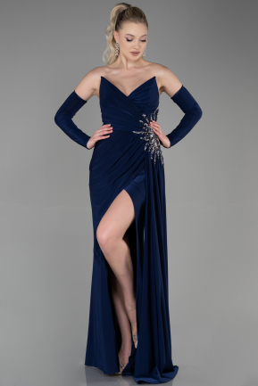 Длинное Вечернее Платье Темно-синий ABU3351
