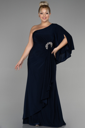 Длинное Платье Для Помолвки Большого Размера Темно-синий ABU3373