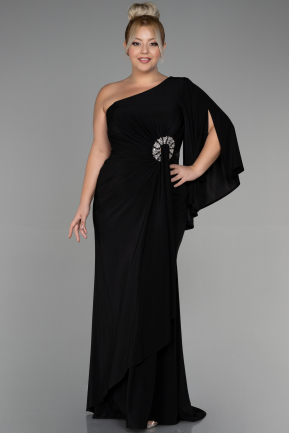 Длинное Платье Для Помолвки Большого Размера Черный ABU3373