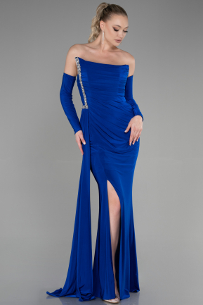 Длинное Вечернее Платье Ярко-синий ABU3342