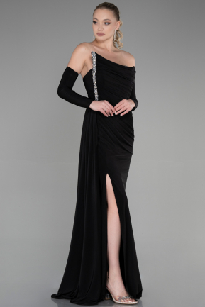 Длинное Вечернее Платье Черный ABU3342