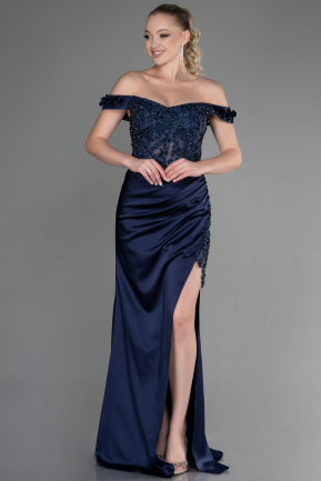 Длинное Вечернее Платье Темно-синий ABU3384