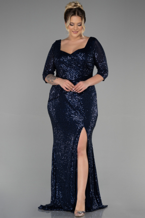 Длинное Свободное Вечернее Платье Темно-синий ABU1697