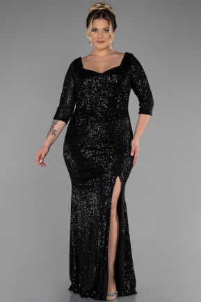 Длинное Свободное Вечернее Платье Черный ABU1697