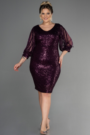 Короткое Пригласительное Платье Для Полных Пурпурный ABK1879